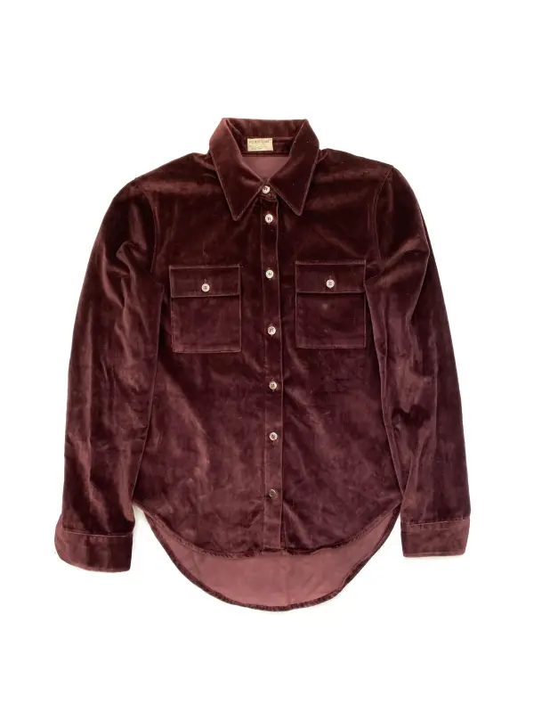 Velvet Button-Up Shirt